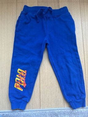 Polo by Ralph Lauren Royal Blue Kids Jogger Sweatpants with Yellow-Red Logo
